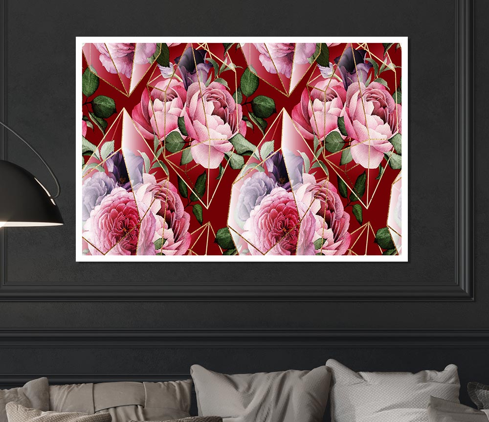 Triangulation Of Roses Print Poster Wall Art