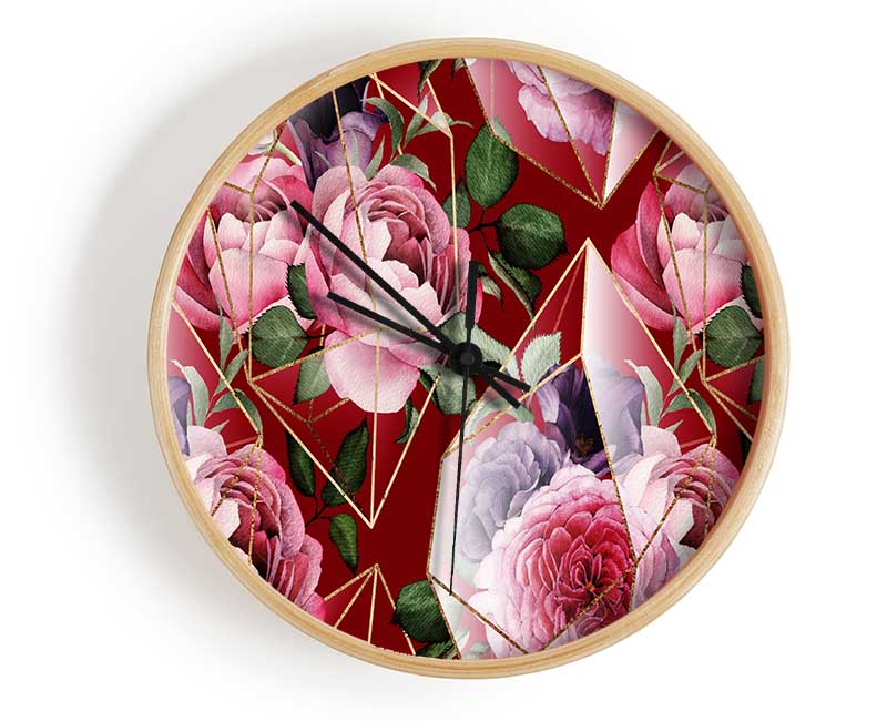 Triangulation Of Roses Clock - Wallart-Direct UK