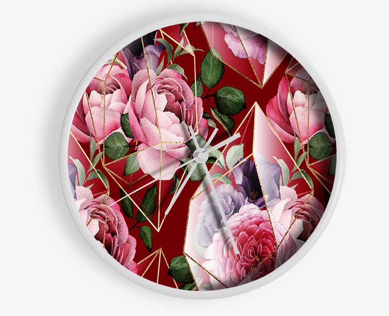 Triangulation Of Roses Clock - Wallart-Direct UK