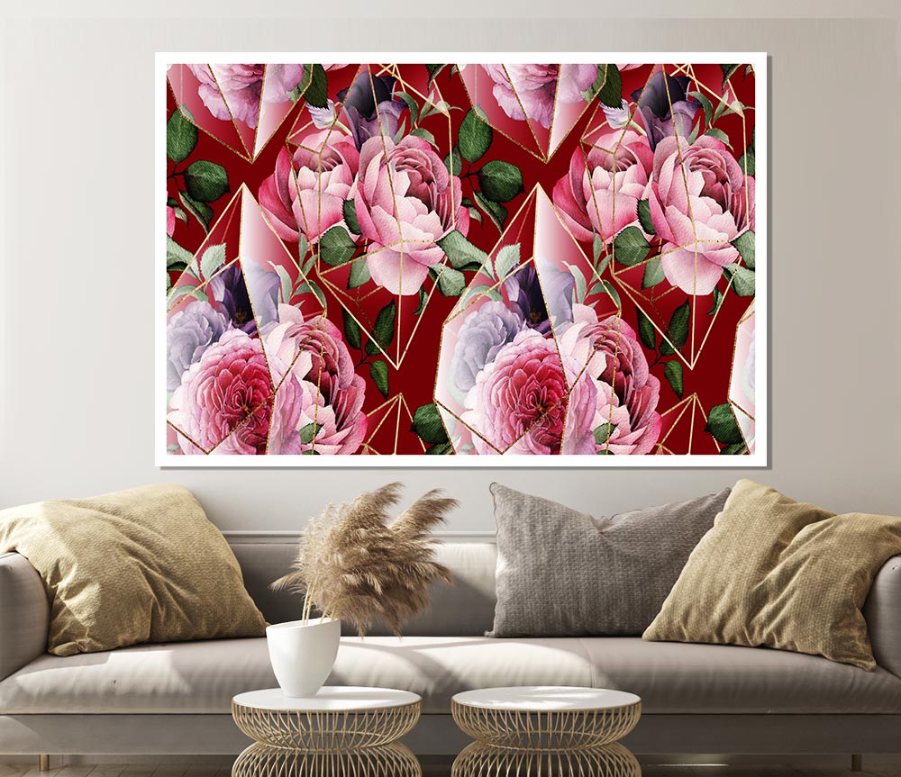 Triangulation Of Roses Print Poster Wall Art