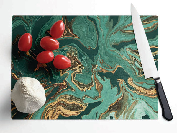 Green Fold To Gold Glass Chopping Board