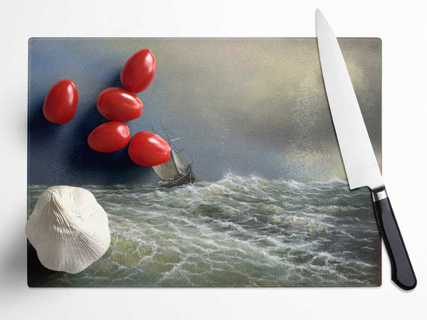 Rough Seas Ship Glass Chopping Board