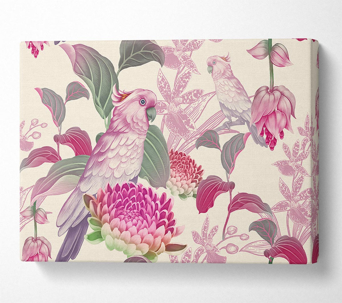 Picture of The Parrot Is Of Floral Pattern Canvas Print Wall Art