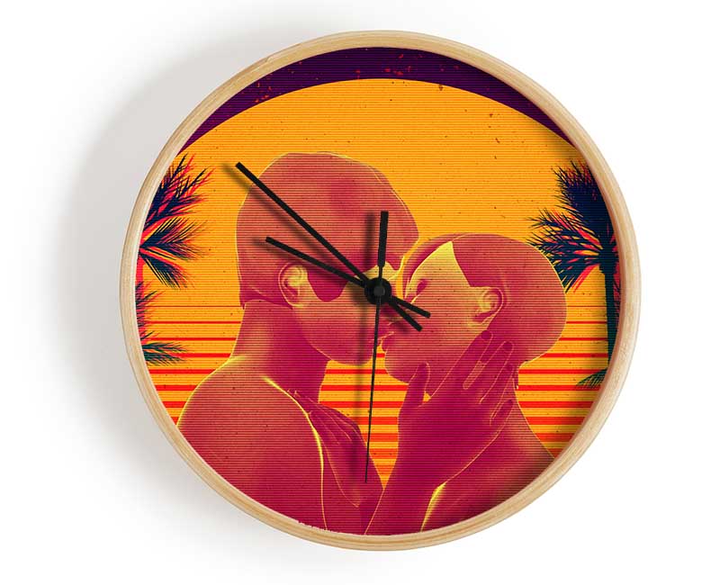 The Sunset Kiss Paradise Clock - Wallart-Direct UK