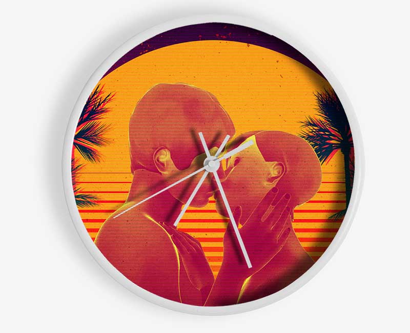 The Sunset Kiss Paradise Clock - Wallart-Direct UK