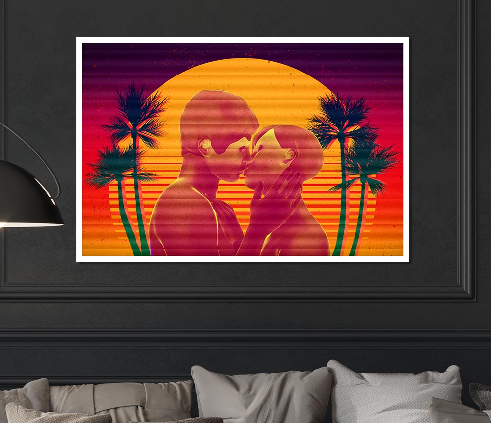 The Sunset Kiss Paradise Print Poster Wall Art