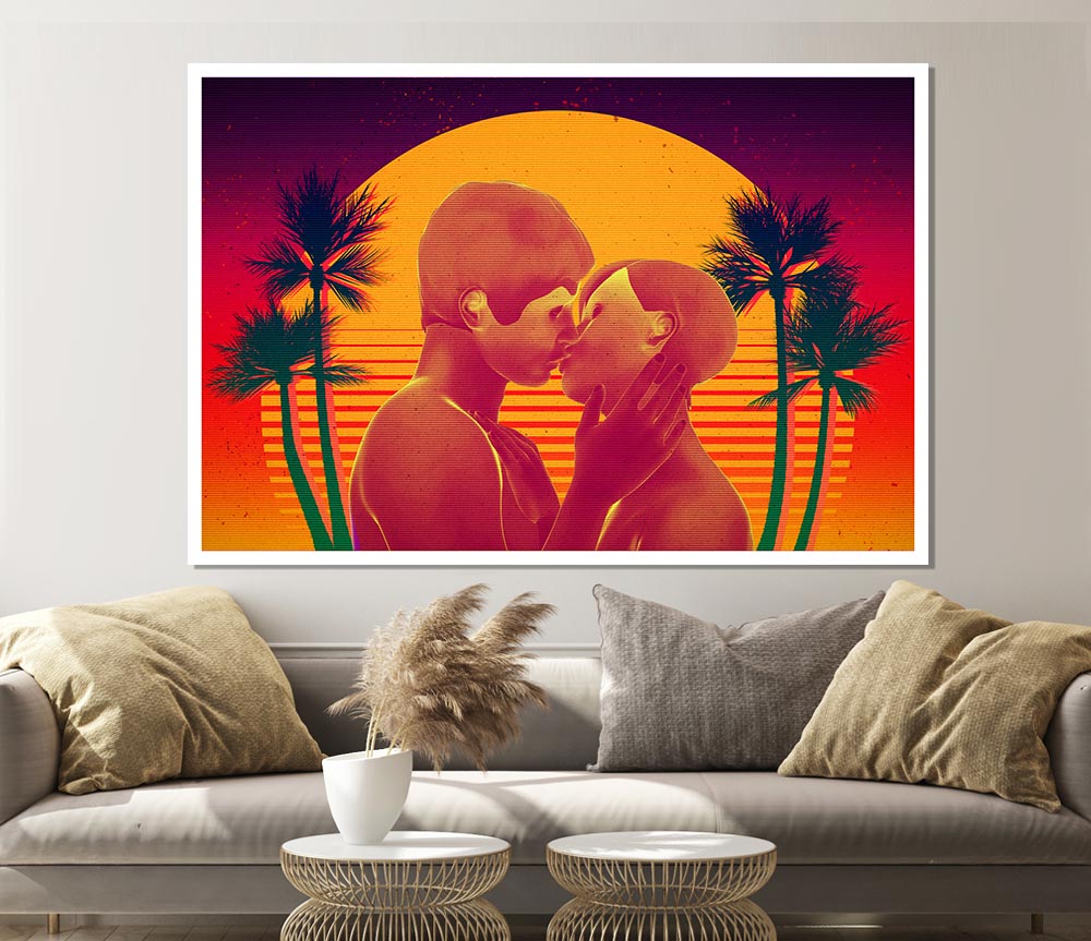 The Sunset Kiss Paradise Print Poster Wall Art