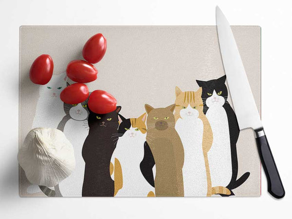 The Cat Crew Glass Chopping Board