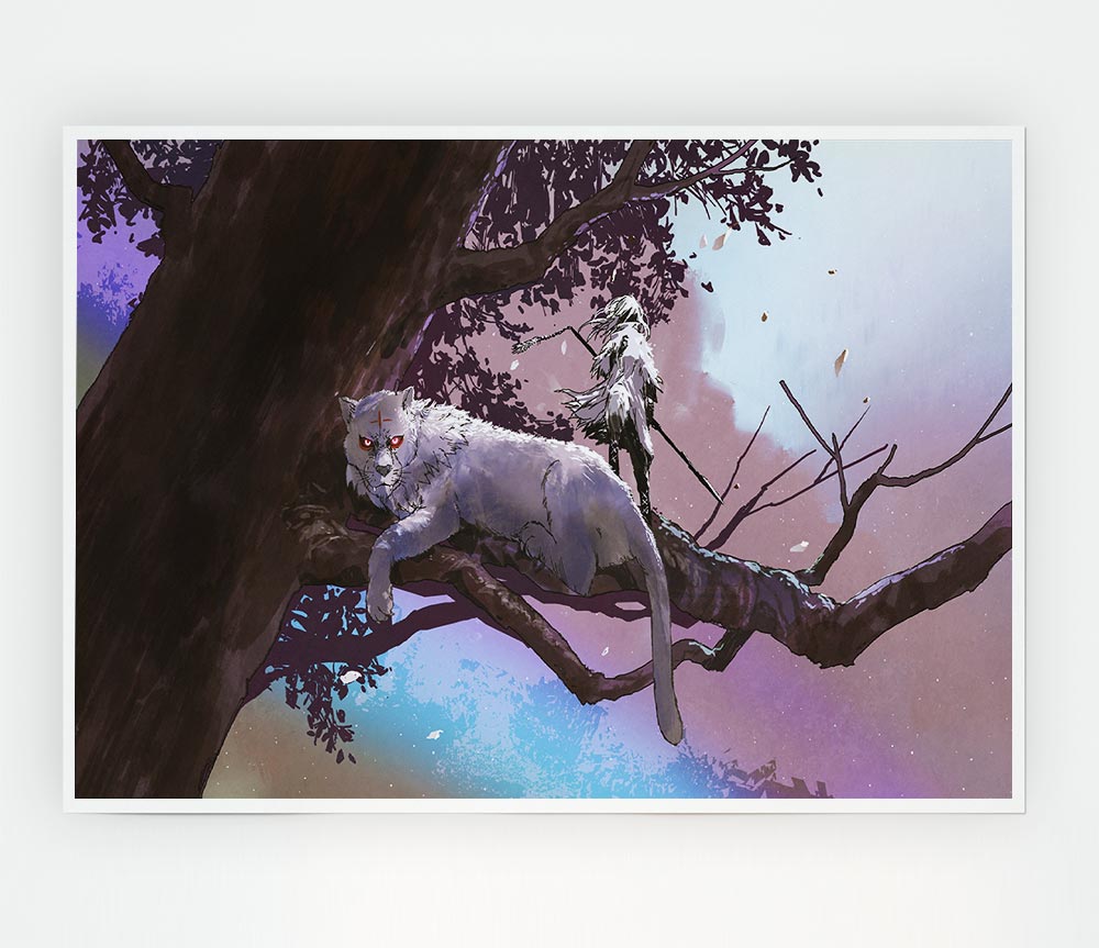 The Scary Mythical Cat Print Poster Wall Art