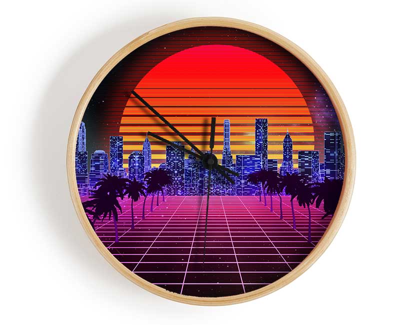 Sunshine City Retro Clock - Wallart-Direct UK