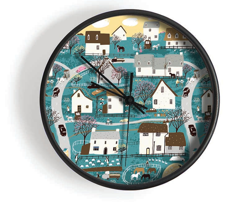 Houses Of Sweden Clock - Wallart-Direct UK