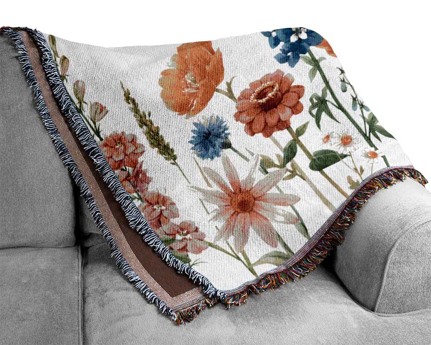 Flowers In The Meadow Woven Blanket