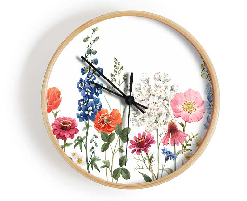 Flowers In The Meadow Clock - Wallart-Direct UK