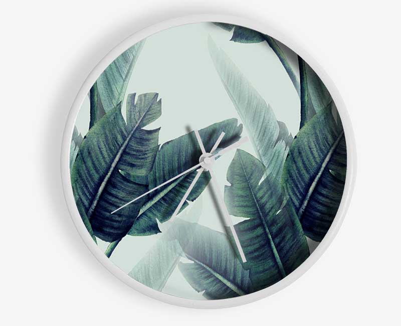 Green Banana Leaves Clock - Wallart-Direct UK