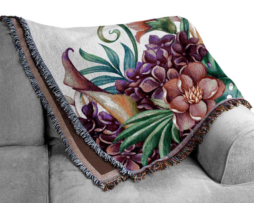 Tropical Flowers Woven Blanket