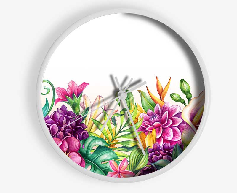 Tropical Flowers Clock - Wallart-Direct UK