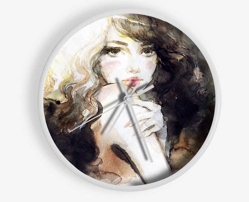 Coffee Coloured Portrait Clock - Wallart-Direct UK