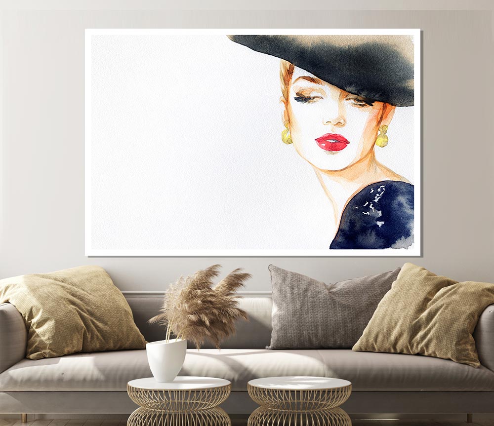 Woman In A Hat Beauty Print Poster Wall Art