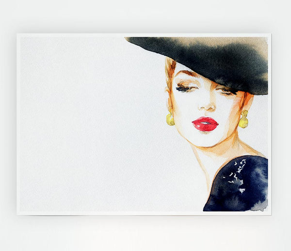 Woman In A Hat Beauty Print Poster Wall Art