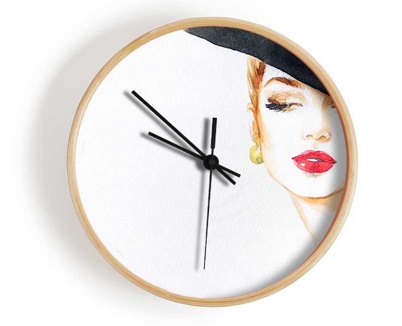 Woman In A Hat Beauty Clock - Wallart-Direct UK