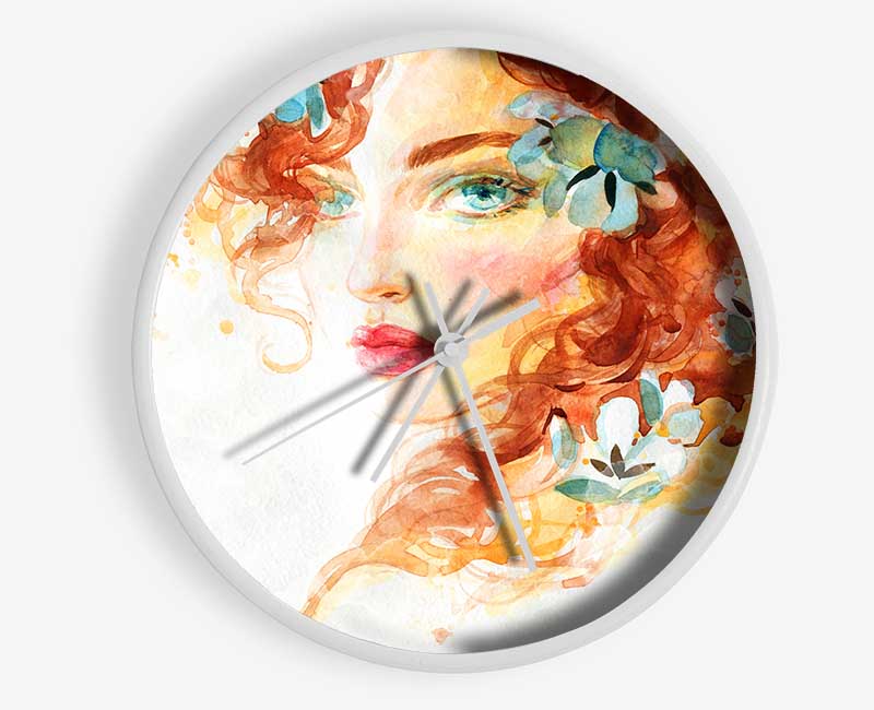 Redhead With Flowers In Hair Clock - Wallart-Direct UK