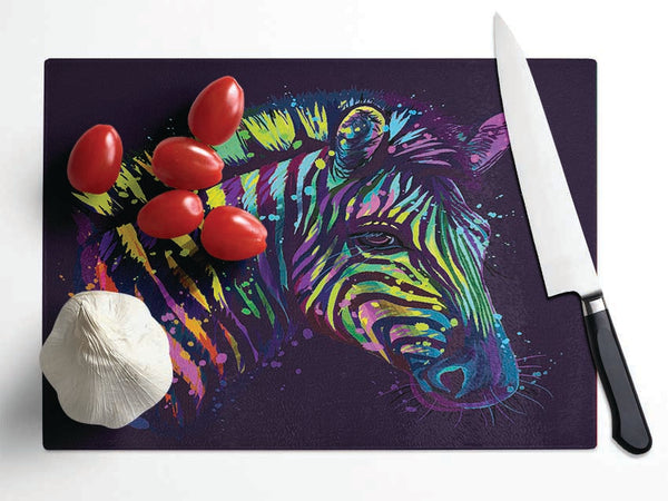 Rainbow Zebra Life Glass Chopping Board