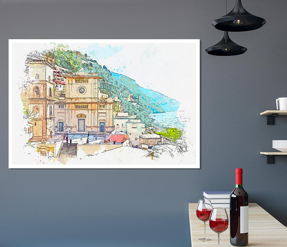 The Watercolour City Line Print Poster Wall Art