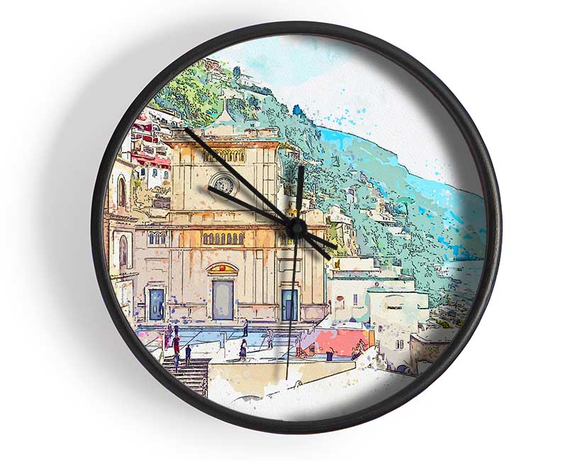 The Watercolour City Line Clock - Wallart-Direct UK