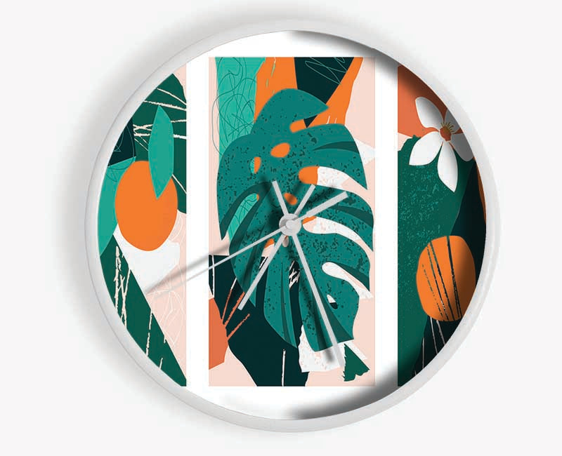 The Modern Cheese Plant Set Clock - Wallart-Direct UK