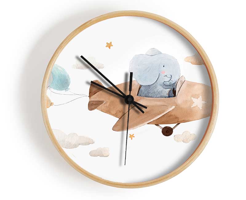 Elephant Riding Plane Clock - Wallart-Direct UK