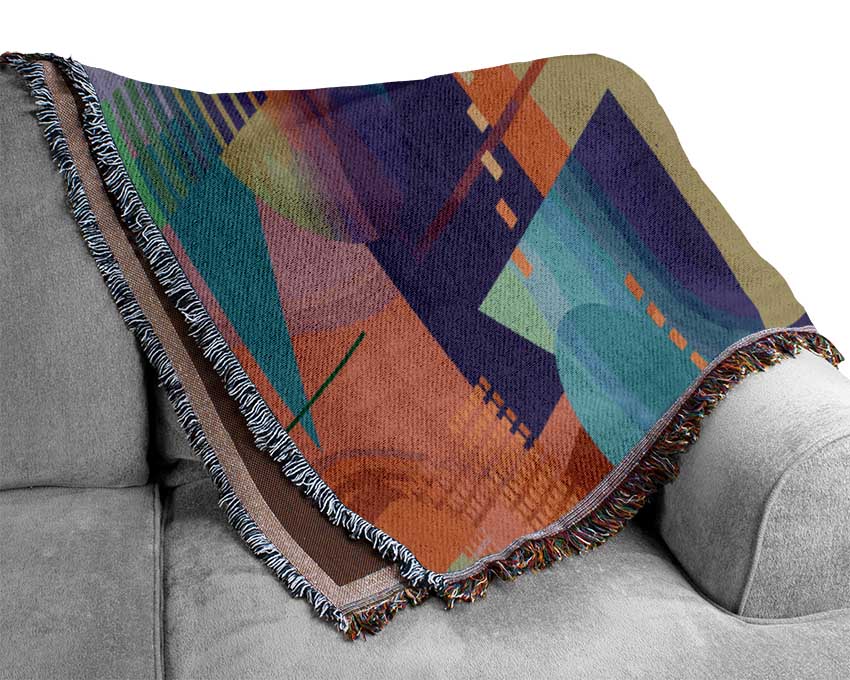 Abstract Triangles And Spheres Woven Blanket