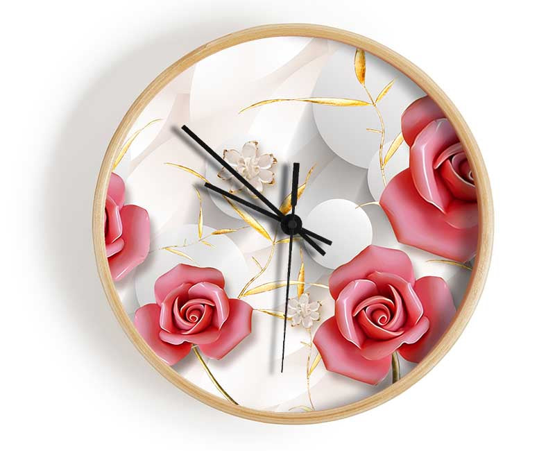 Pink Roses Pop Clock - Wallart-Direct UK