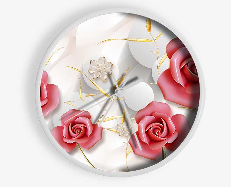 Pink Roses Pop Clock - Wallart-Direct UK