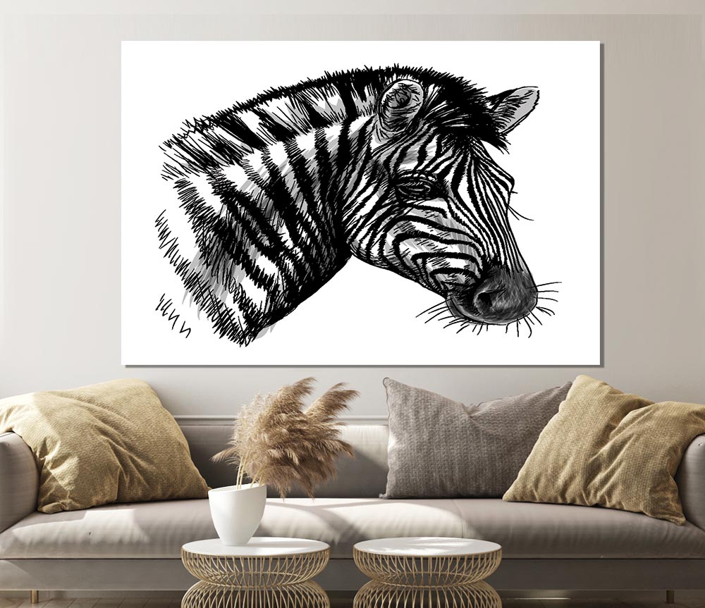 Black And White Zebra Head Print Poster Wall Art