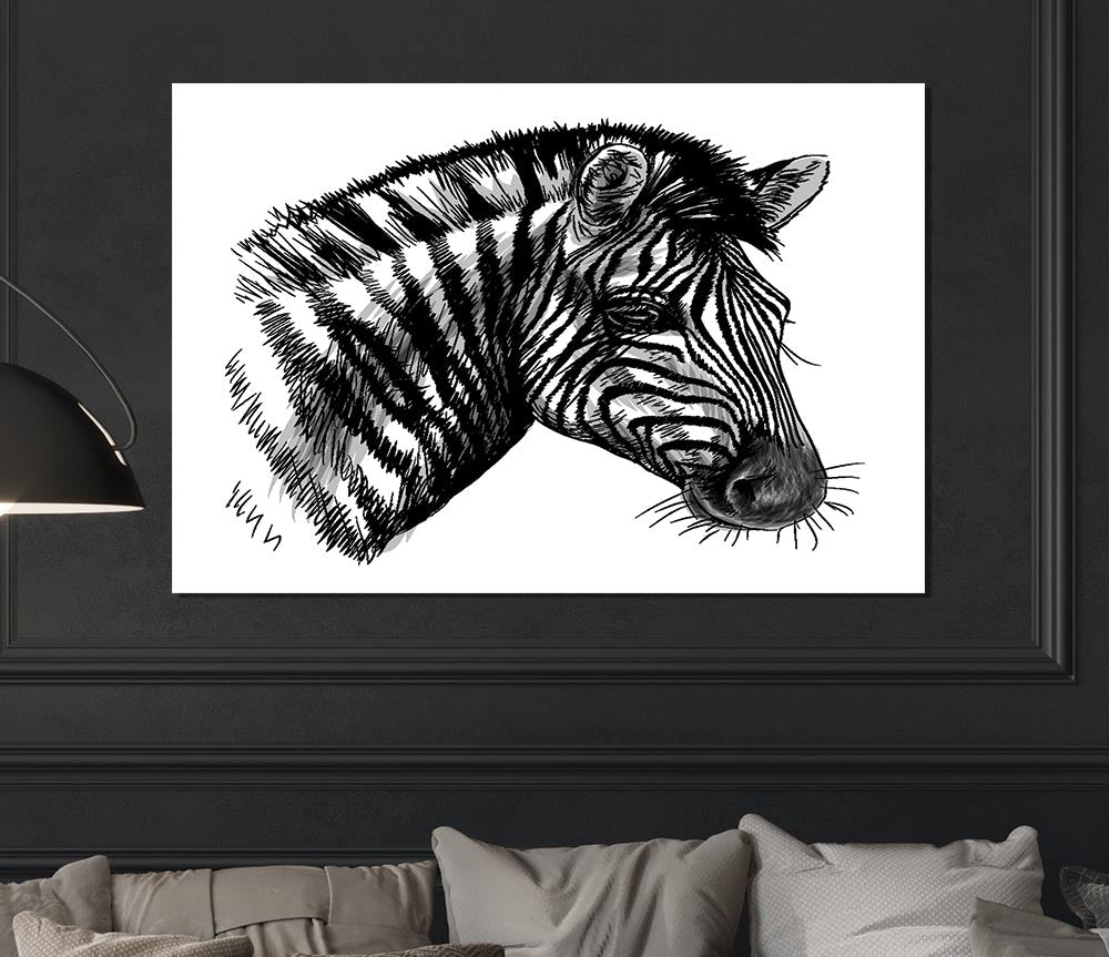 Black And White Zebra Head Print Poster Wall Art