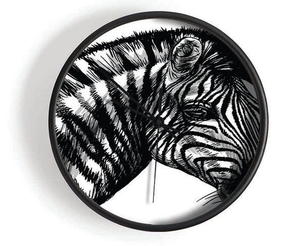 Black And White Zebra Head Clock - Wallart-Direct UK