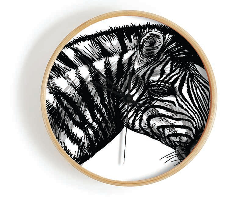 Black And White Zebra Head Clock - Wallart-Direct UK