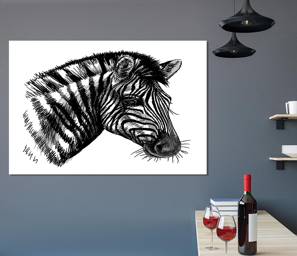 Black And White Zebra Head Print Poster Wall Art