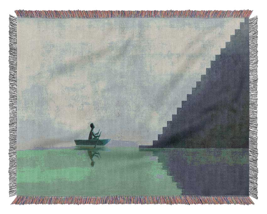 Rowing To The Steps To Heaven Woven Blanket