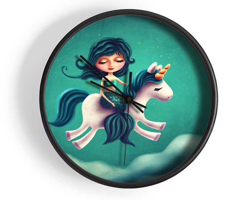 Mermaid Riding A Unicorn Clock - Wallart-Direct UK