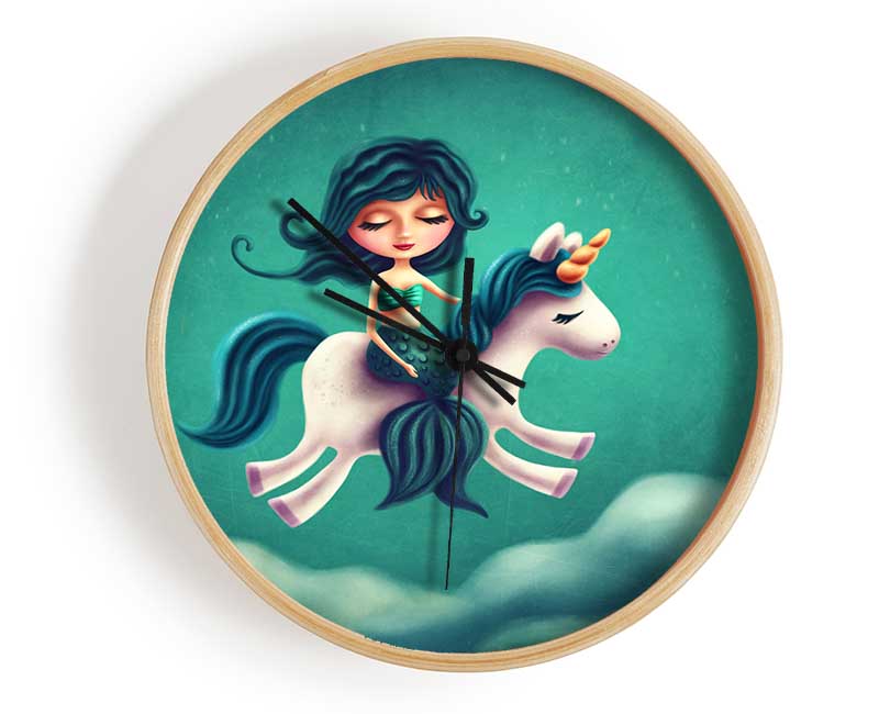 Mermaid Riding A Unicorn Clock - Wallart-Direct UK