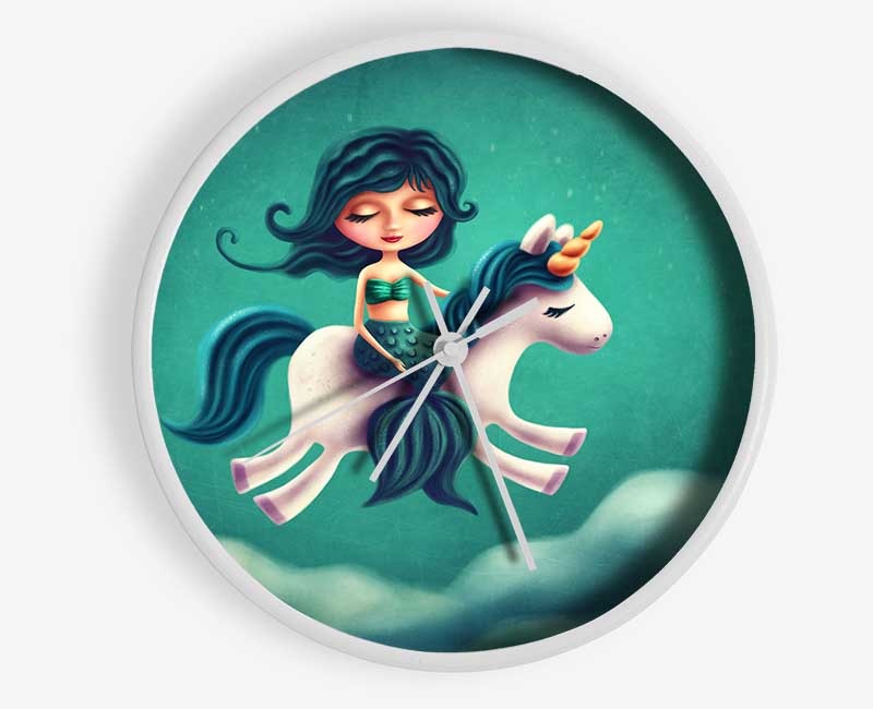 Mermaid Riding A Unicorn Clock - Wallart-Direct UK