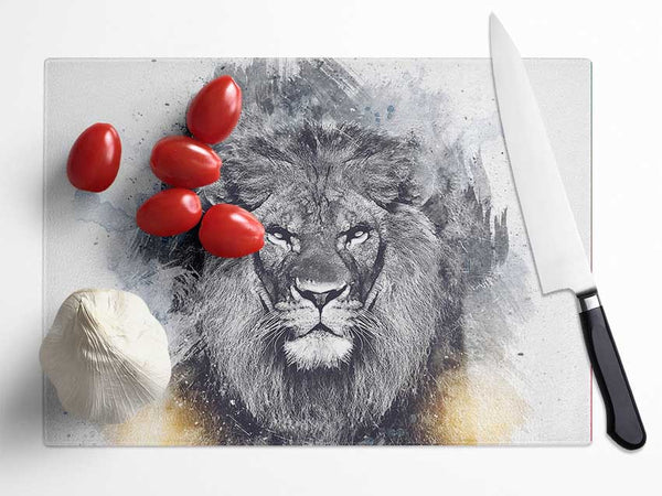 Lion Distortion Grunge Glass Chopping Board