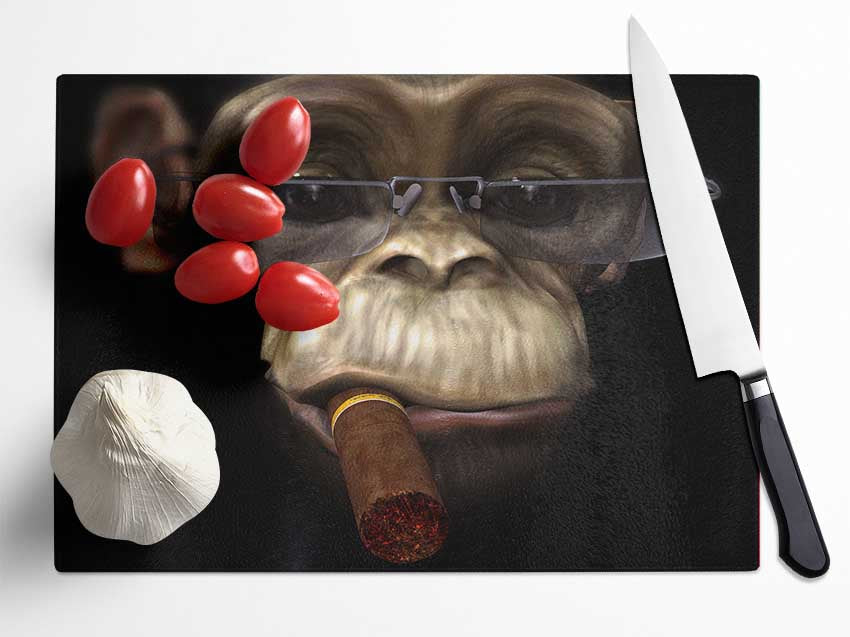 The Chimp Cigar Smoker Glass Chopping Board