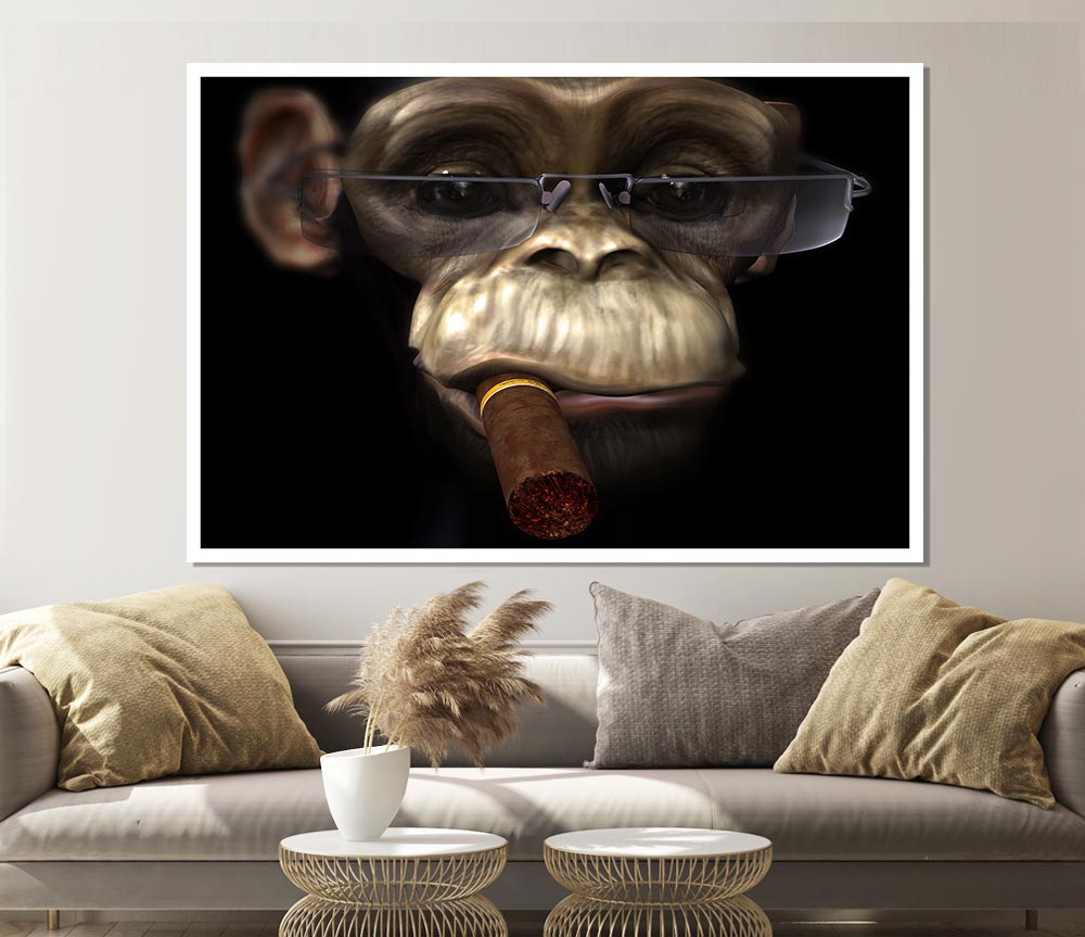 The Chimp Cigar Smoker Print Poster Wall Art