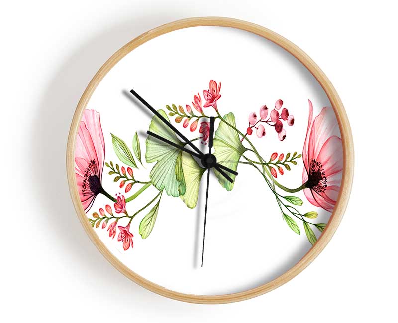 Pink Flower Twin Clock - Wallart-Direct UK