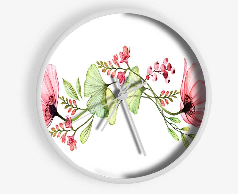 Pink Flower Twin Clock - Wallart-Direct UK