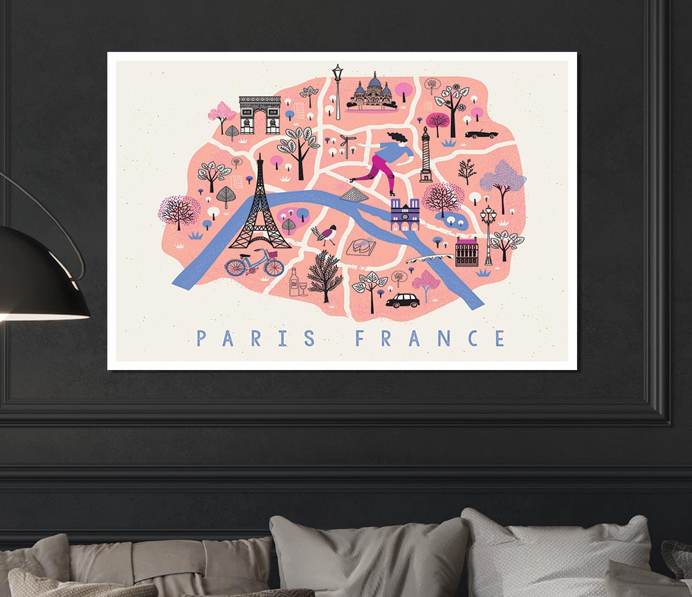 The Little Map Of France Print Poster Wall Art