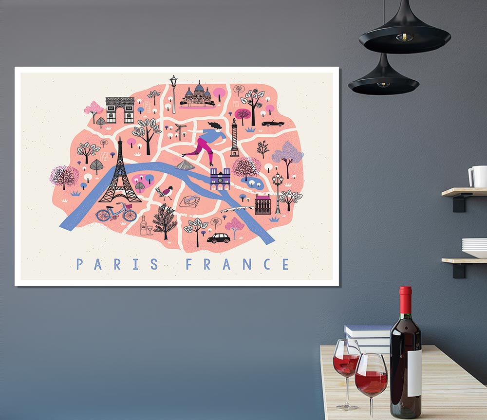 The Little Map Of France Print Poster Wall Art