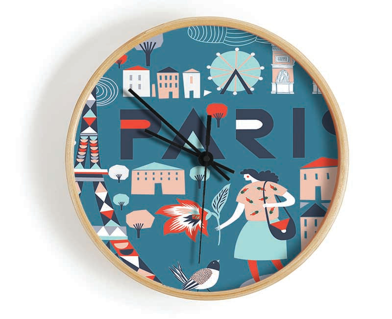 The Little Map Of Paris Clock - Wallart-Direct UK